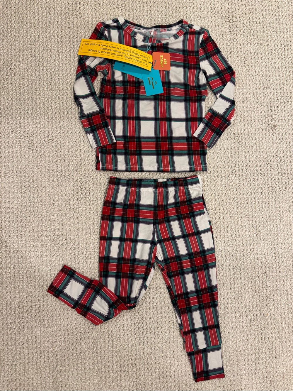 NWT POSH PEANUT Plaid 2-piece pajama set size 18-24 months